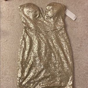 Gold sequined mini dress